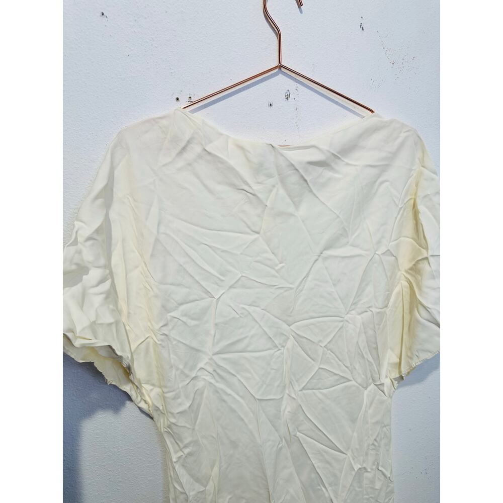 RÓHE Off-White Minimalist Mid-Length Drapey Sleeves Fluid Satin Dress Size 42 - Picture 5 of 9